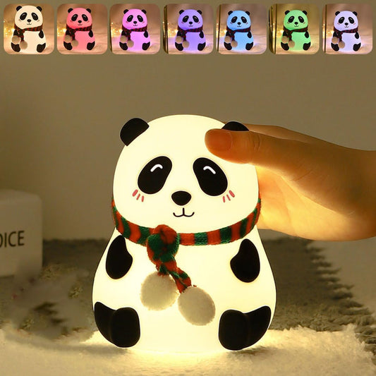 One94Store Rechargeable Silicone Panda Night Light for Kids | 7-Color LED Changing Lamp | Adorable Room Decor & Gift for Toddlers, Teens, & Valentine's Day Present | Soft BPA-Free Nightlight