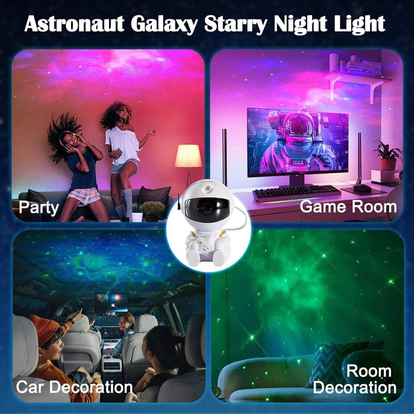 FLYNGO Astronaut Galaxy Projector Lamp with Remote Control, and 360° Adjustable, Night Light for Kids, Bedroom, Gaming Room, Home Party, Birthday Gifts (Guitar)