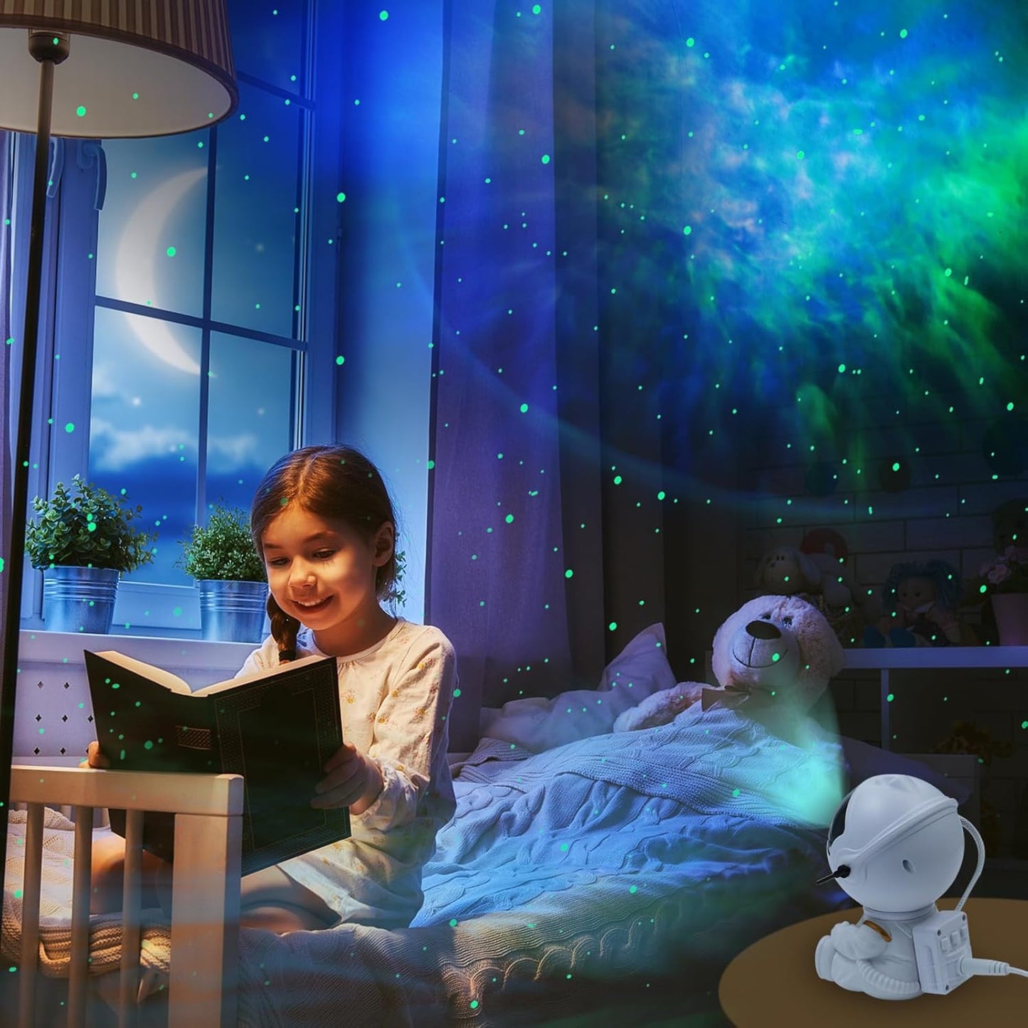 FLYNGO Astronaut Galaxy Projector Lamp with Remote Control, and 360° Adjustable, Night Light for Kids, Bedroom, Gaming Room, Home Party, Birthday Gifts (Guitar)