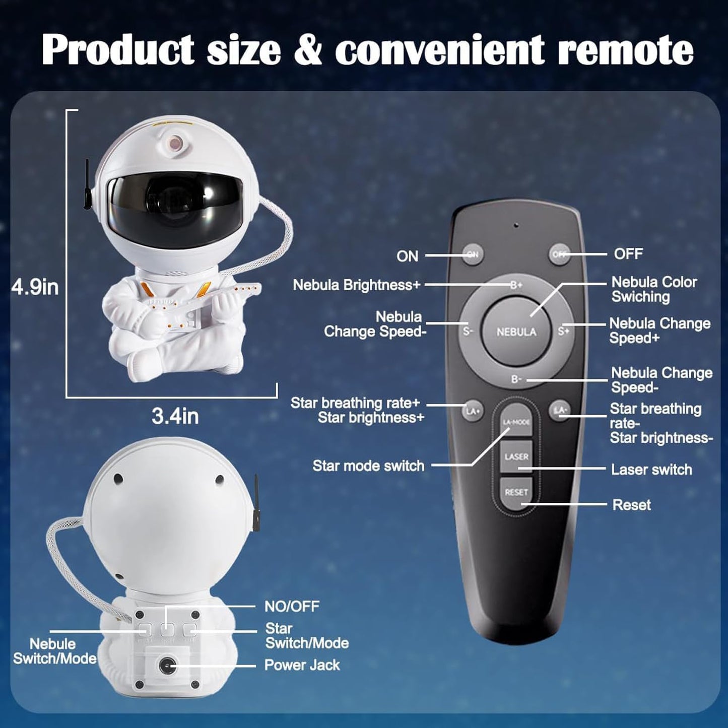 FLYNGO Astronaut Galaxy Projector Lamp with Remote Control, and 360° Adjustable, Night Light for Kids, Bedroom, Gaming Room, Home Party, Birthday Gifts (Guitar)