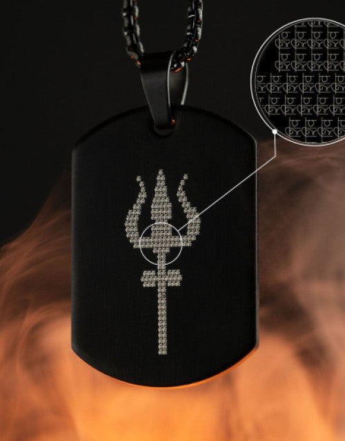 Shiv Trishul Carved Tag Necklace